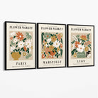 Flower Market Vintage Paris Exhibition Mid Century Canvas Art Prints with Black Float Frame
