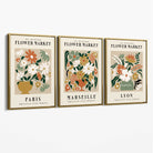 Flower Market Vintage Paris Exhibition Mid Century Canvas Art Prints with Gold Float Frame