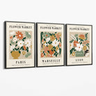 Flower Market Vintage Paris Exhibition Mid Century Canvas Art Prints with Grey Float Frame