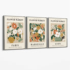 Flower Market Vintage Paris Exhibition Mid Century Canvas Art Prints with Silver Float Frame