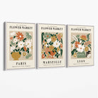 Flower Market Vintage Paris Exhibition Mid Century Canvas Art Prints with White Float Frame