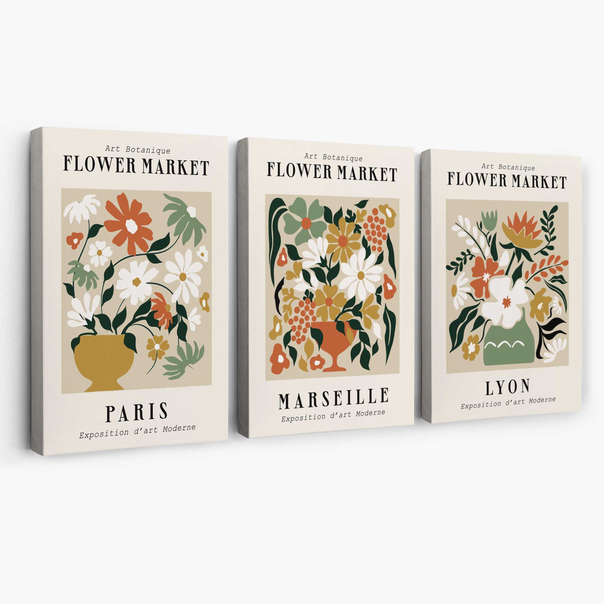 Flower Market Vintage Paris Exhibition Mid Century Canvas Art Prints | Artze Wall Art