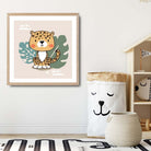 Cute Leopard Poster on Beige Jungle Kids Wall Art