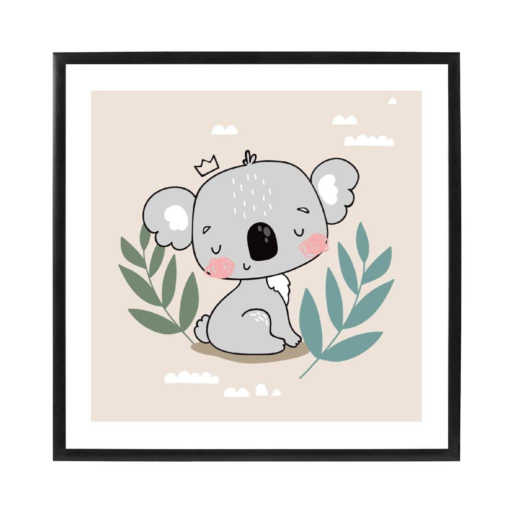 Cute Koala Poster on Beige Jungle Kids Wall Art