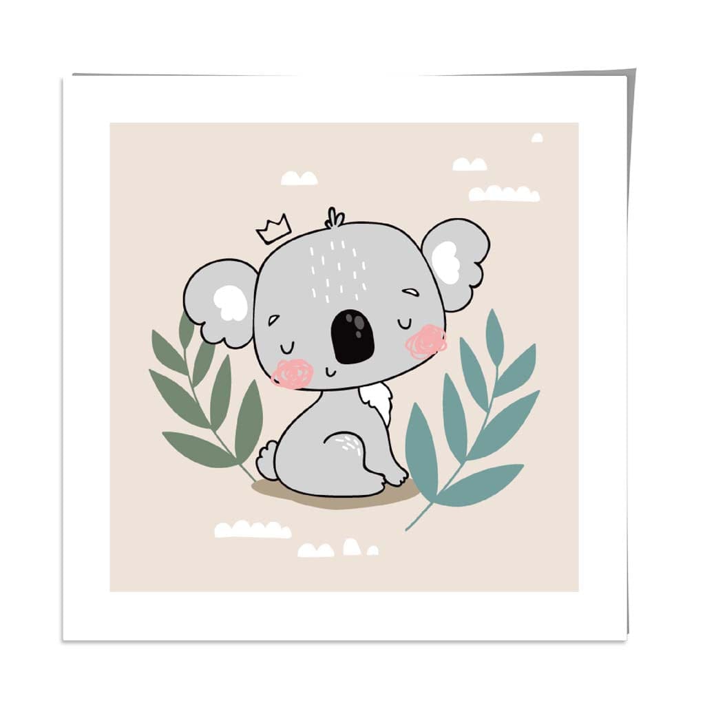 Cute Koala Poster on Beige Jungle Kids Wall Art