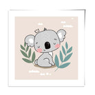 Cute Koala Poster on Beige Jungle Kids Wall Art