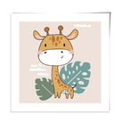Cute Giraffe Poster on Beige Jungle Kids Wall Art