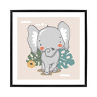 Cute Elephant Poster on Beige Jungle Kids Wall Art