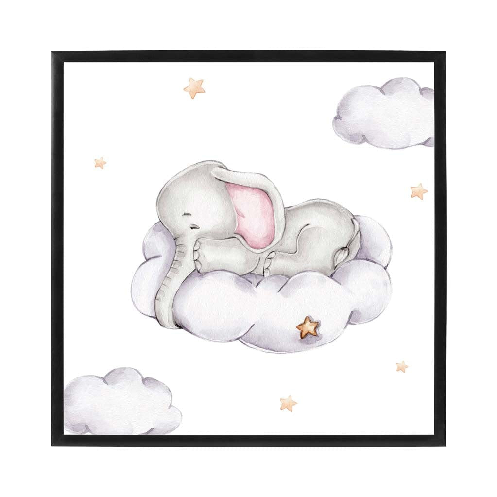 Cute Watercolour Elephant and Cloud Poster Kids Wall Art