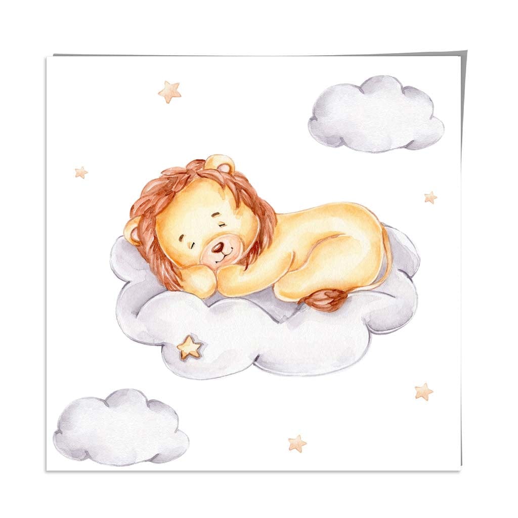 Cute Watercolour Lion and Cloud Poster Kids Wall Art