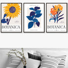 Set of 3 Blue & Yellow Floral Boho Sunflower Wall Art Prints