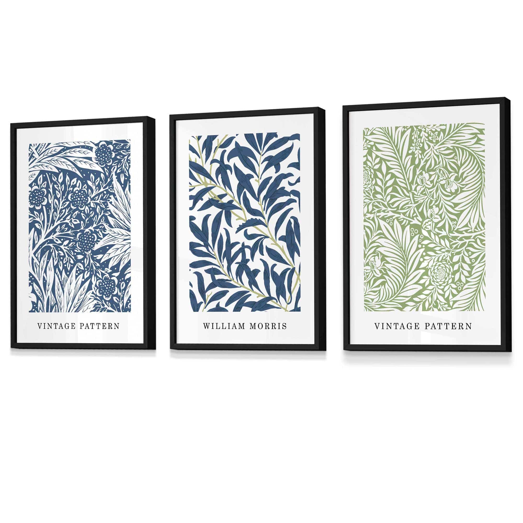 Blue & Green William Morris Vintage Floral Framed Wall Art | Artze Wall Art UK