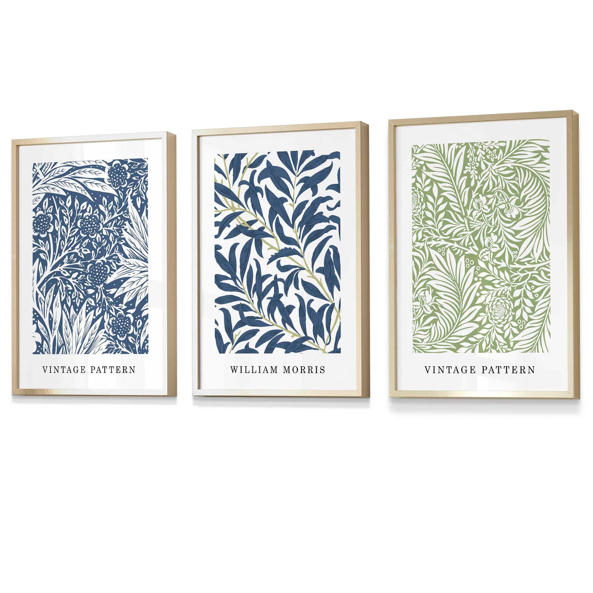 Blue & Green William Morris Vintage Floral Framed Wall Art | Artze Wall Art UK