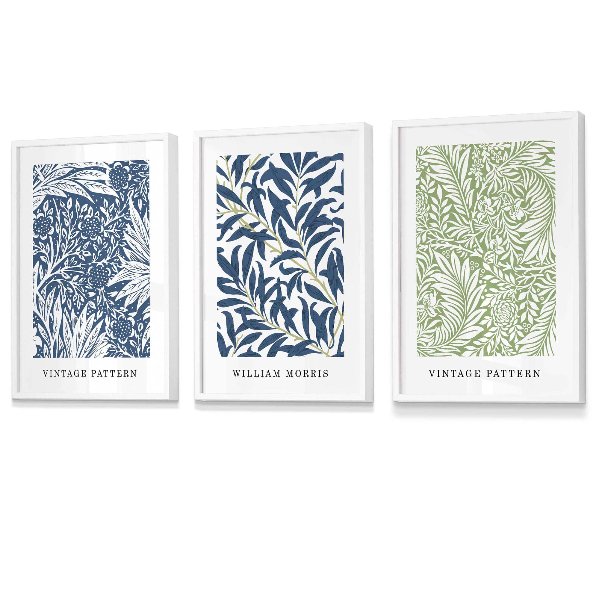 Blue & Green William Morris Vintage Floral Framed Wall Art | Artze Wall Art UK