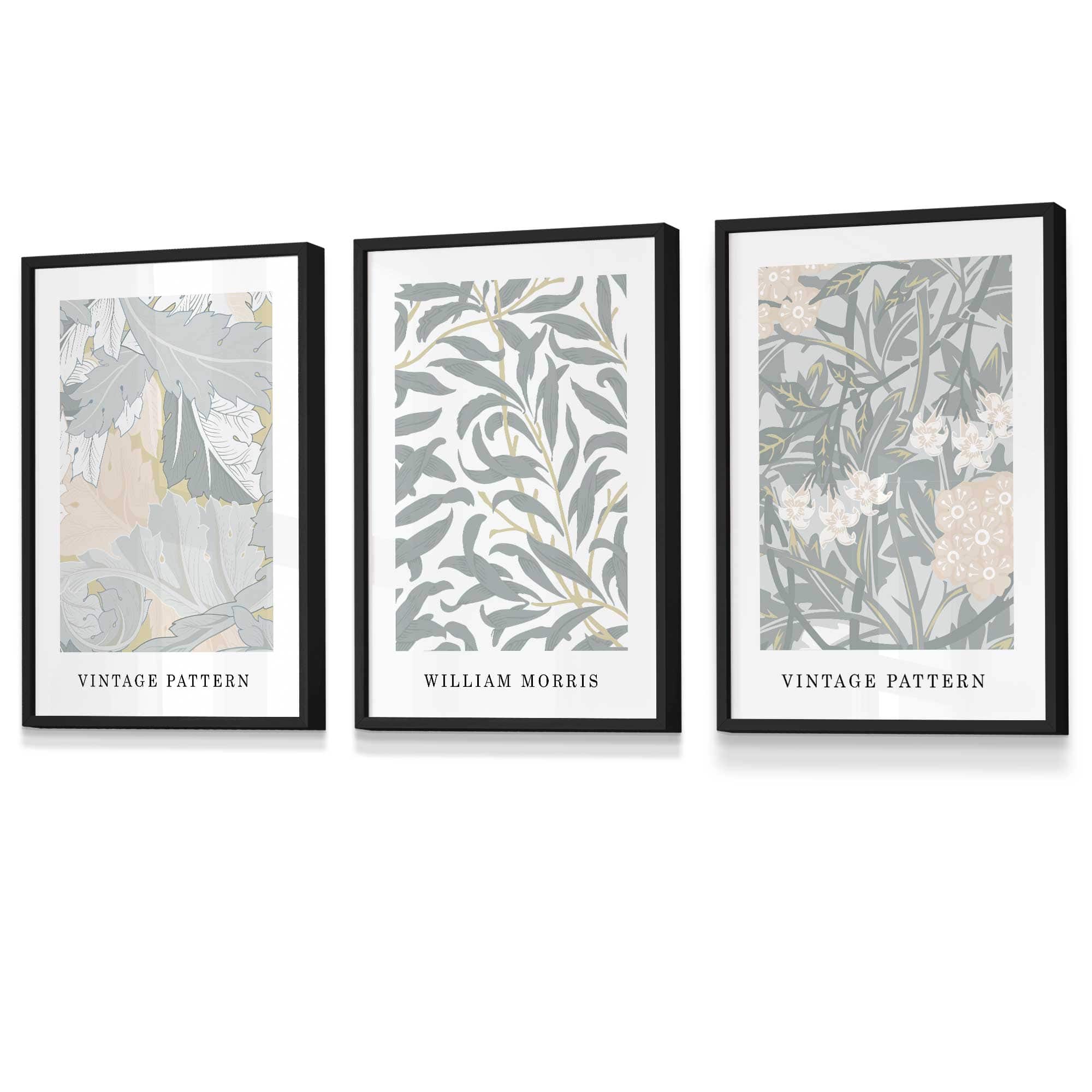 Sage Green & Peach William Morris Vintage Floral Framed Wall Art | Artze Wall Art UK