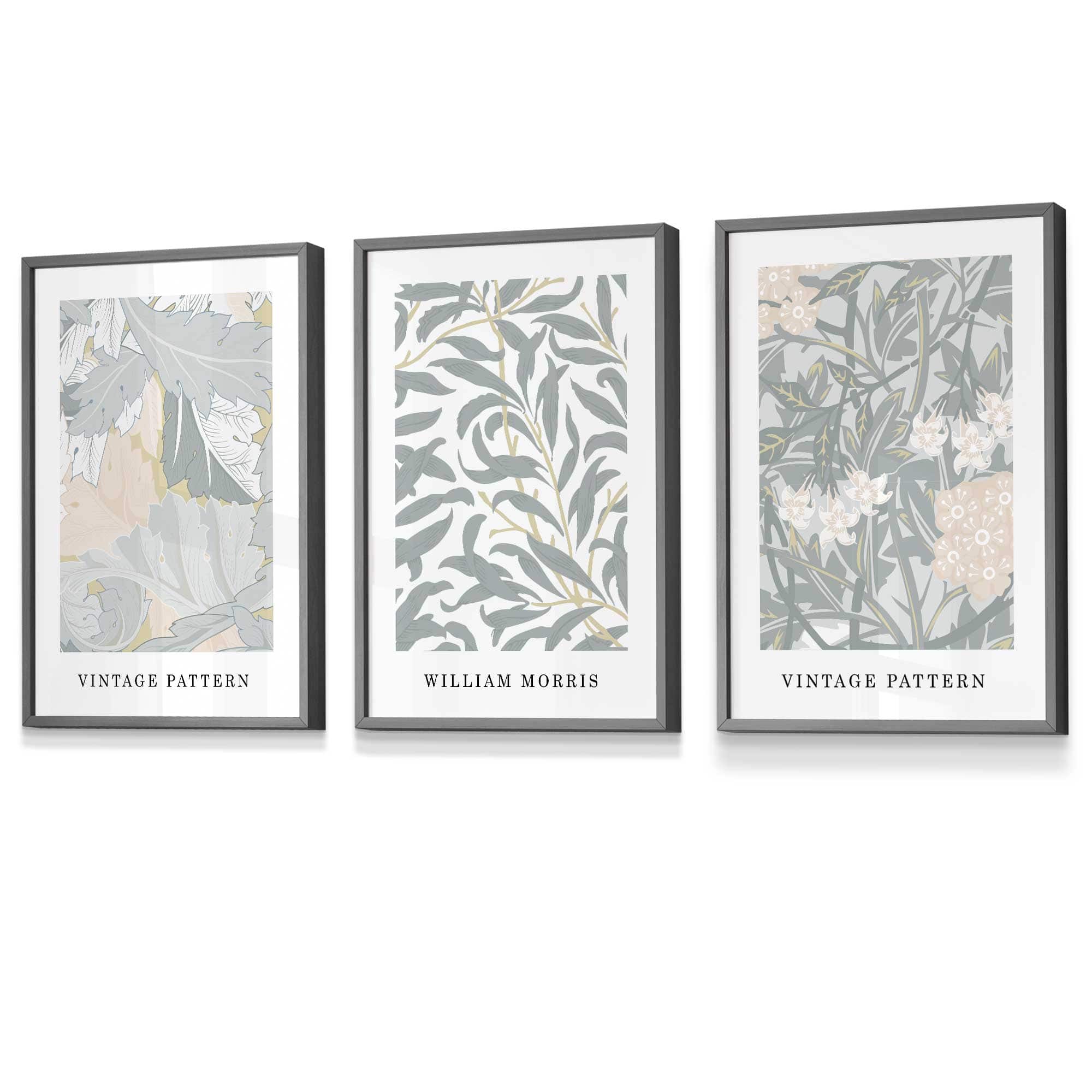 Sage Green & Peach William Morris Vintage Floral Framed Wall Art | Artze Wall Art UK