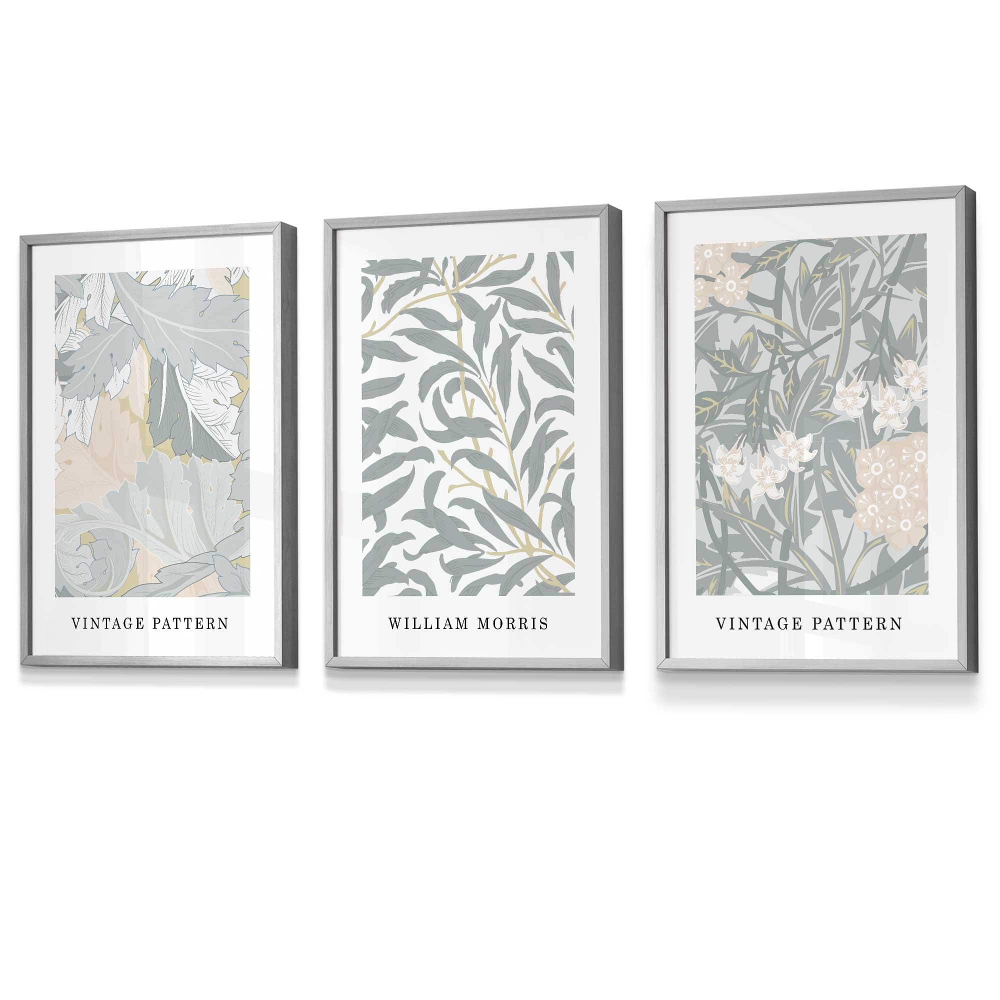 Sage Green & Peach William Morris Vintage Floral Framed Wall Art | Artze Wall Art UK