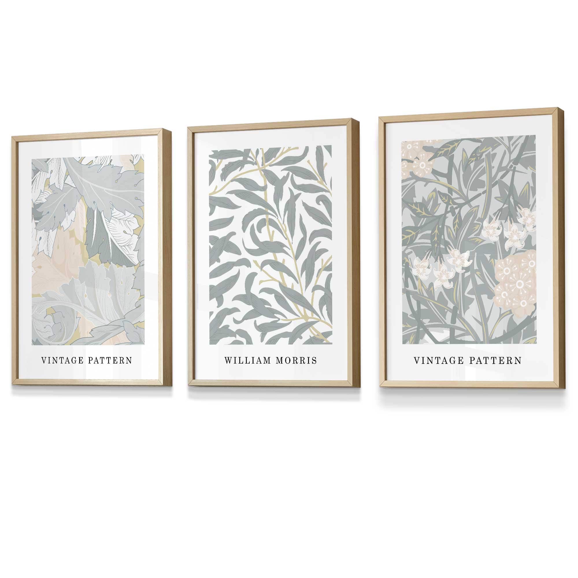Sage Green & Peach William Morris Vintage Floral Framed Wall Art | Artze Wall Art UK