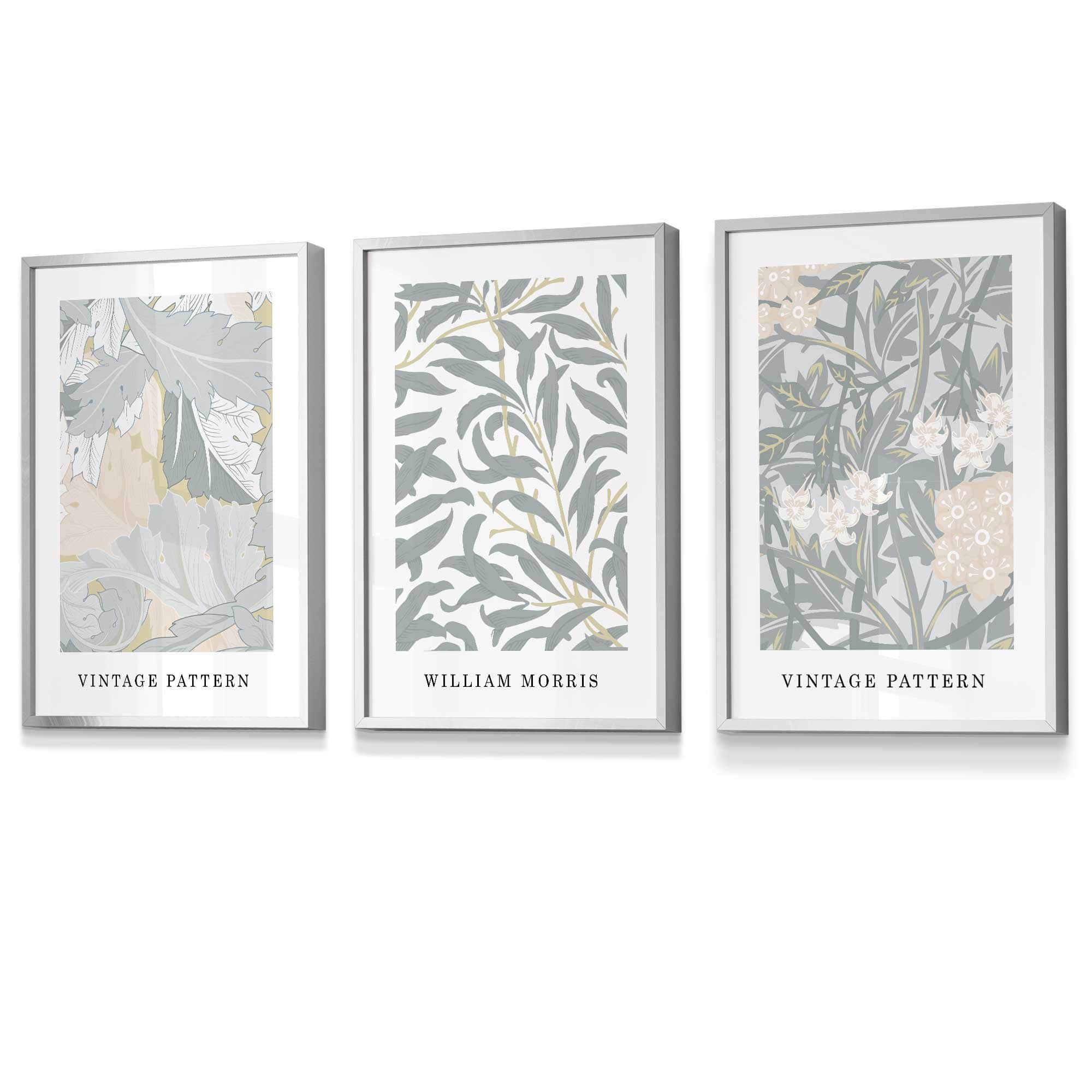 Sage Green & Peach William Morris Vintage Floral Framed Wall Art | Artze Wall Art UK