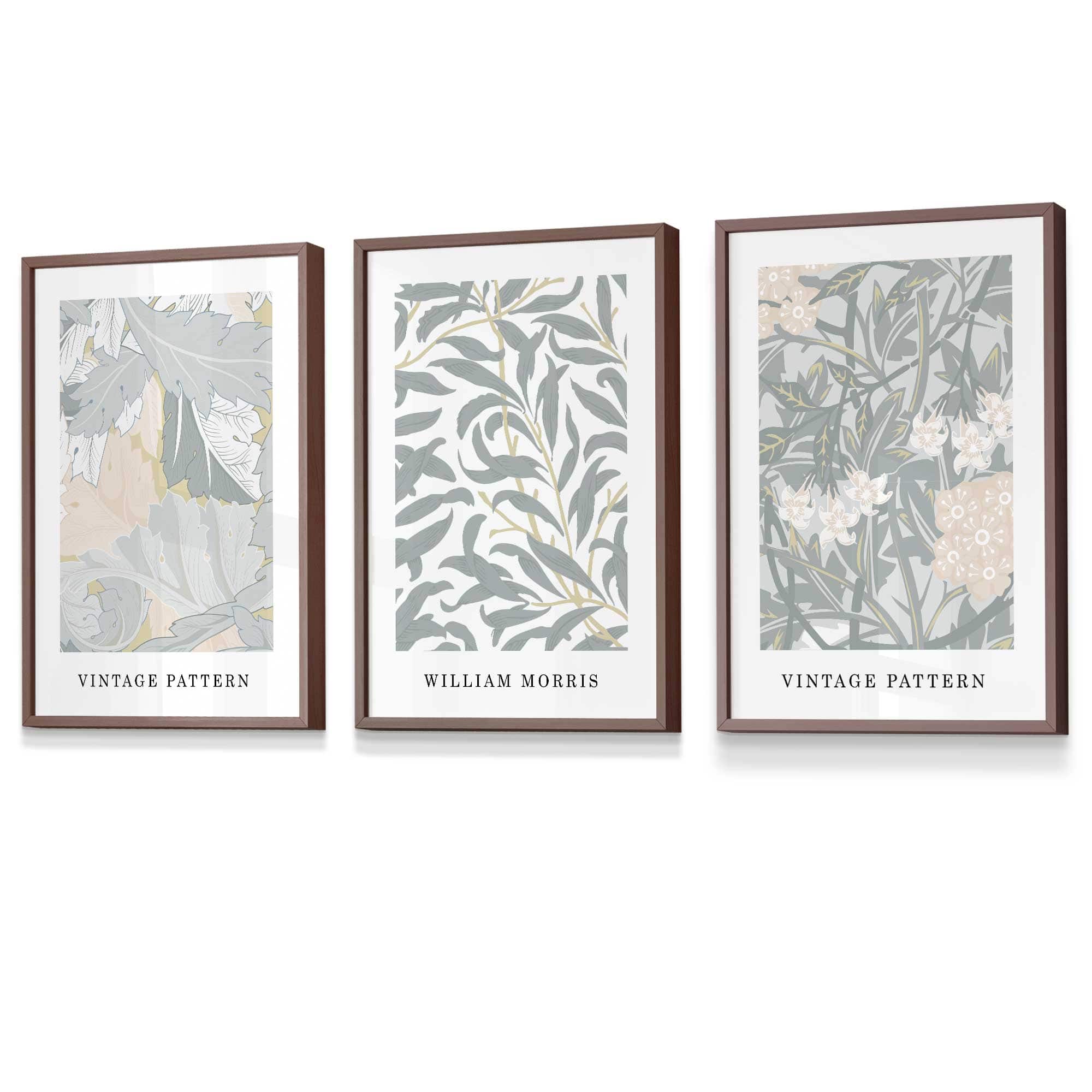 Sage Green & Peach William Morris Vintage Floral Framed Wall Art | Artze Wall Art UK