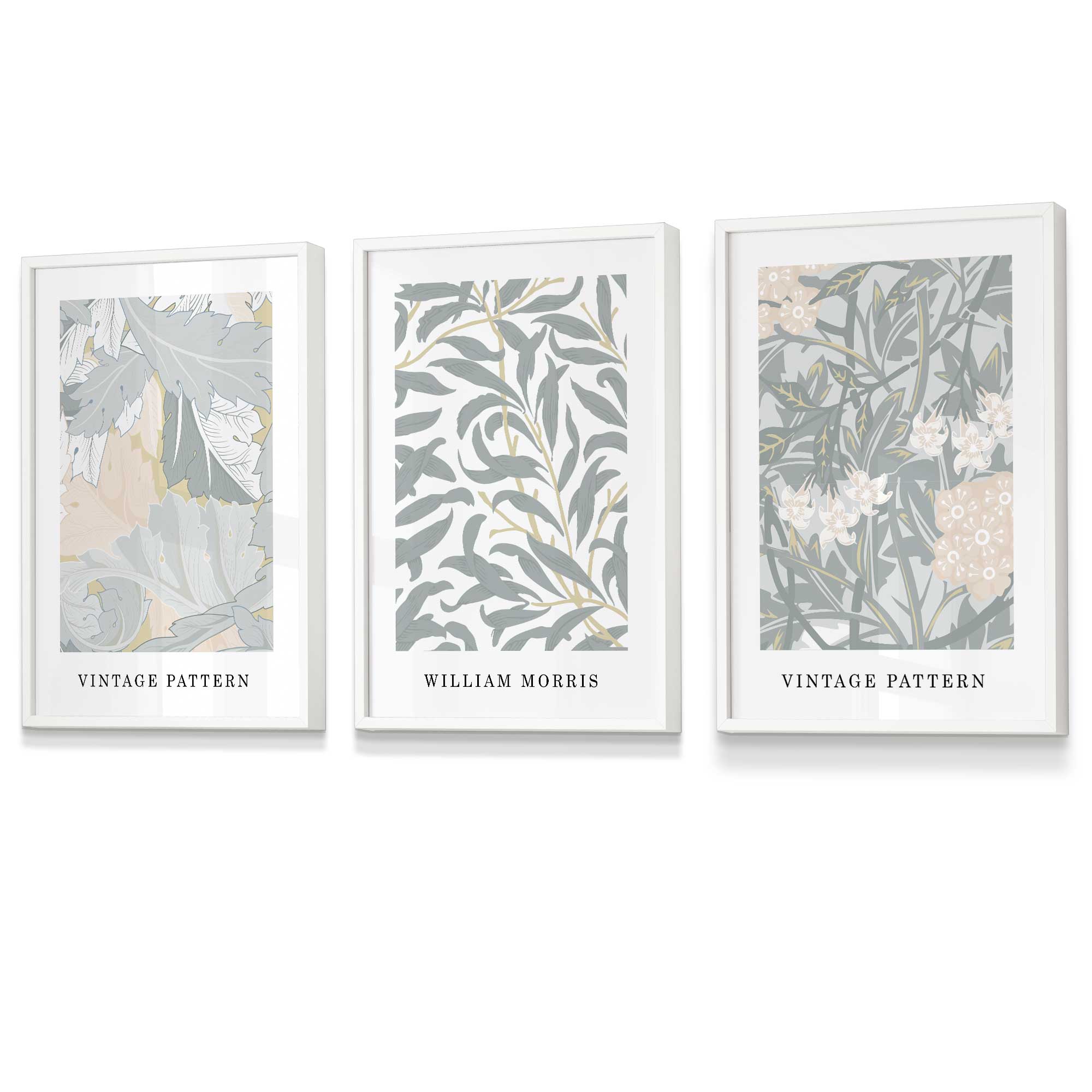 Sage Green & Peach William Morris Vintage Floral Framed Wall Art | Artze Wall Art UK