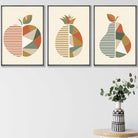 Set of 3 Autumn Geometric Apple Pear Fruit Wall Art