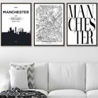 Set of 3 Manchester Skyline Street Map City Prints
