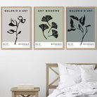 Boho Botanical Art, Set of  3, Teal Green Minimalist Art Prints