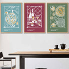 Set of 3 Sketch Line Art Kitchen Quote Prints in Autumn Colours
