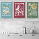 Set of 3 Sketch Line Art Kitchen Quote Prints in Autumn Colours