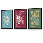 Framed Set of 3 Sketch Line Art Kitchen Quote Prints in Autumn Colours | Artze Wall Art UK