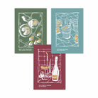 Set of 3 Sketch Line Art Kitchen Quote Prints in Blue Green Red