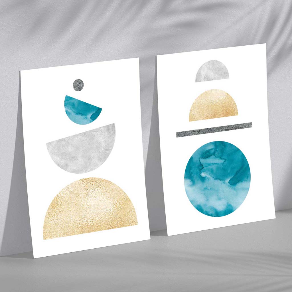 FB, FB2, Mid Century Modern, Geometric, Teal, Blue, Yellow, Grey