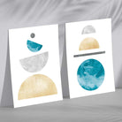 FB, FB2, Mid Century Modern, Geometric, Teal, Blue, Yellow, Grey