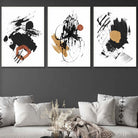 Set of 3 Abstract Posters from Oil Paintings Black & Yellow