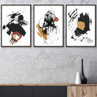 Set of 3 Abstract Posters from Oil Paintings Black & Yellow