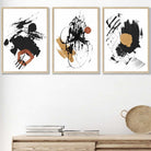 Set of 3 Abstract Posters from Oil Paintings Black & Yellow