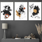 Set of 3 Abstract Posters from Oil Paintings Black & Yellow