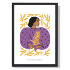 Fashion Spring Flower Garden Girl in Purple Art Print print in Black Wooden Frame