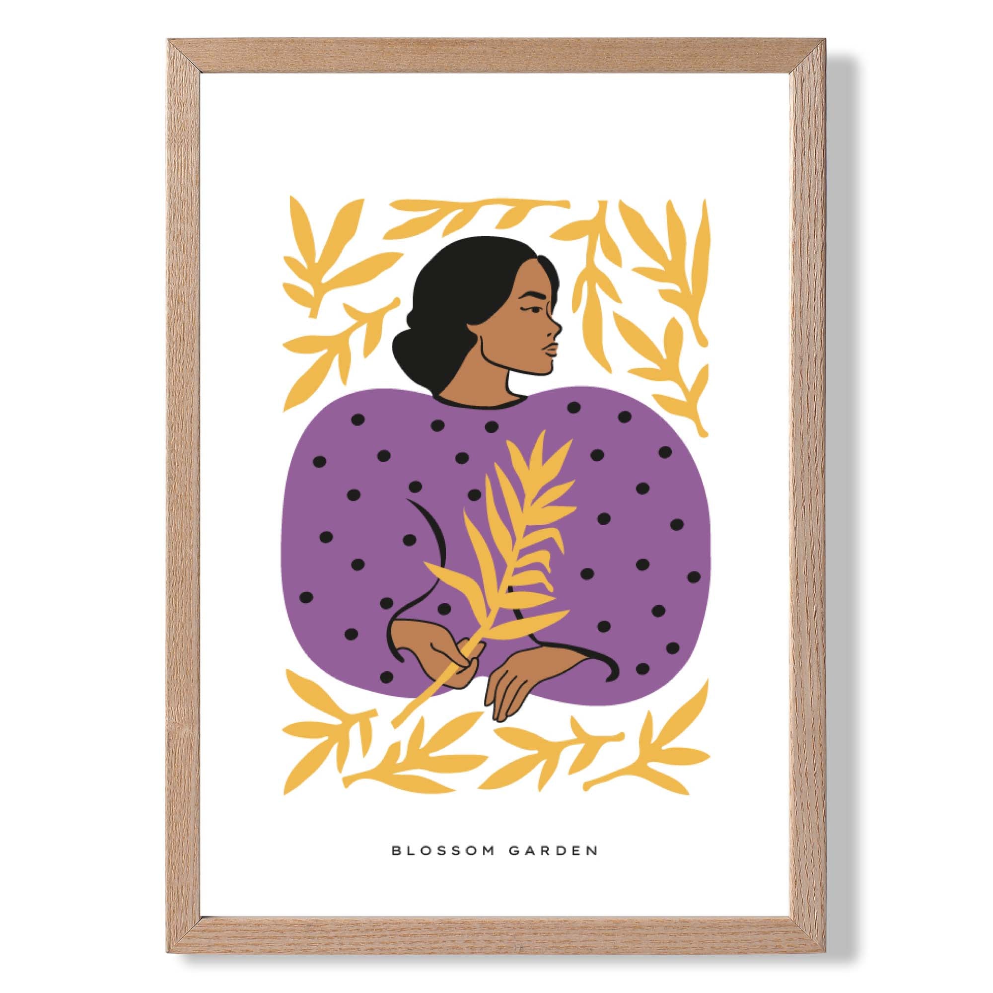 Fashion Spring Flower Garden Girl in Purple Art Print Wall Art Print