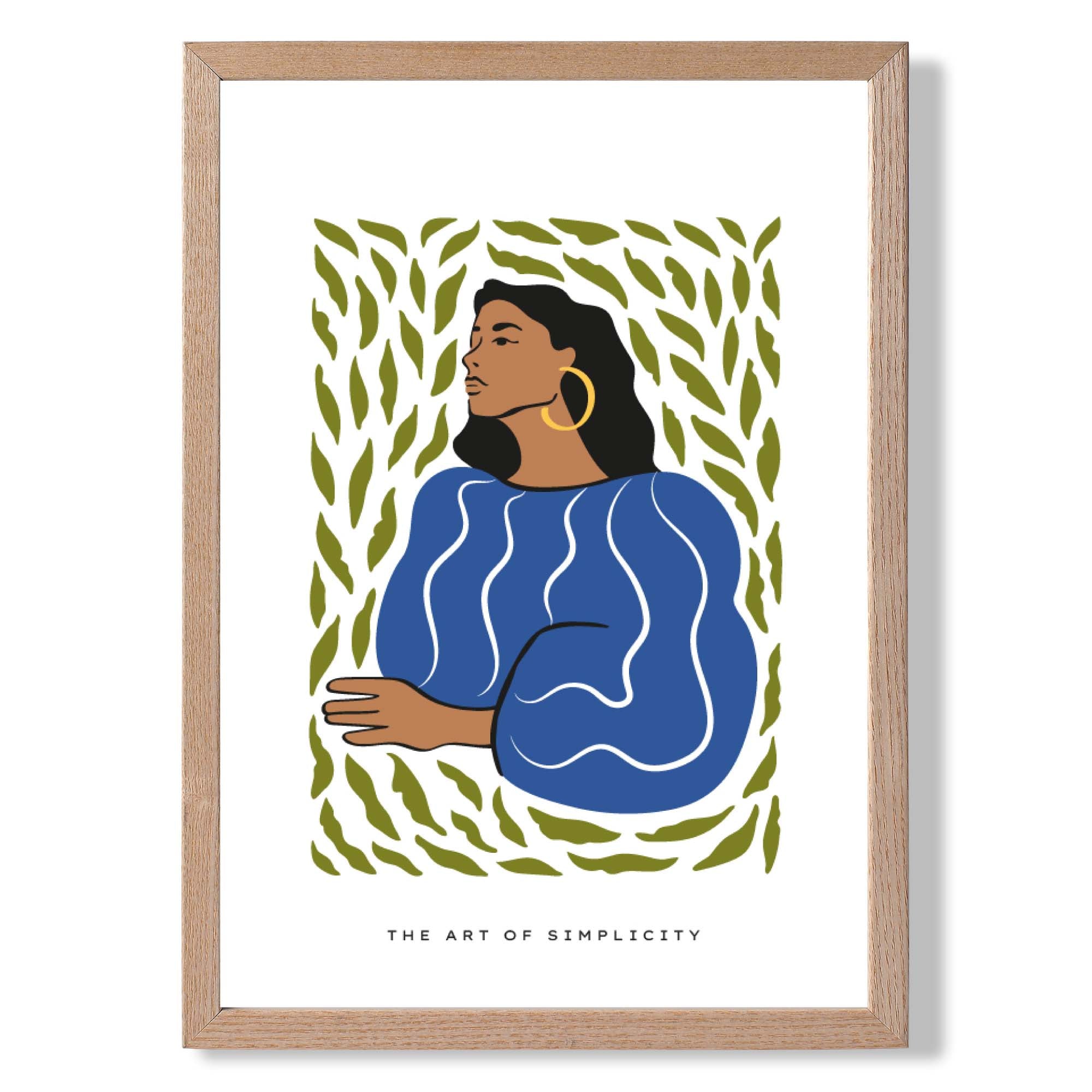 Fashion Summer Flower Garden Girl in Navy Art Print Wall Art Print