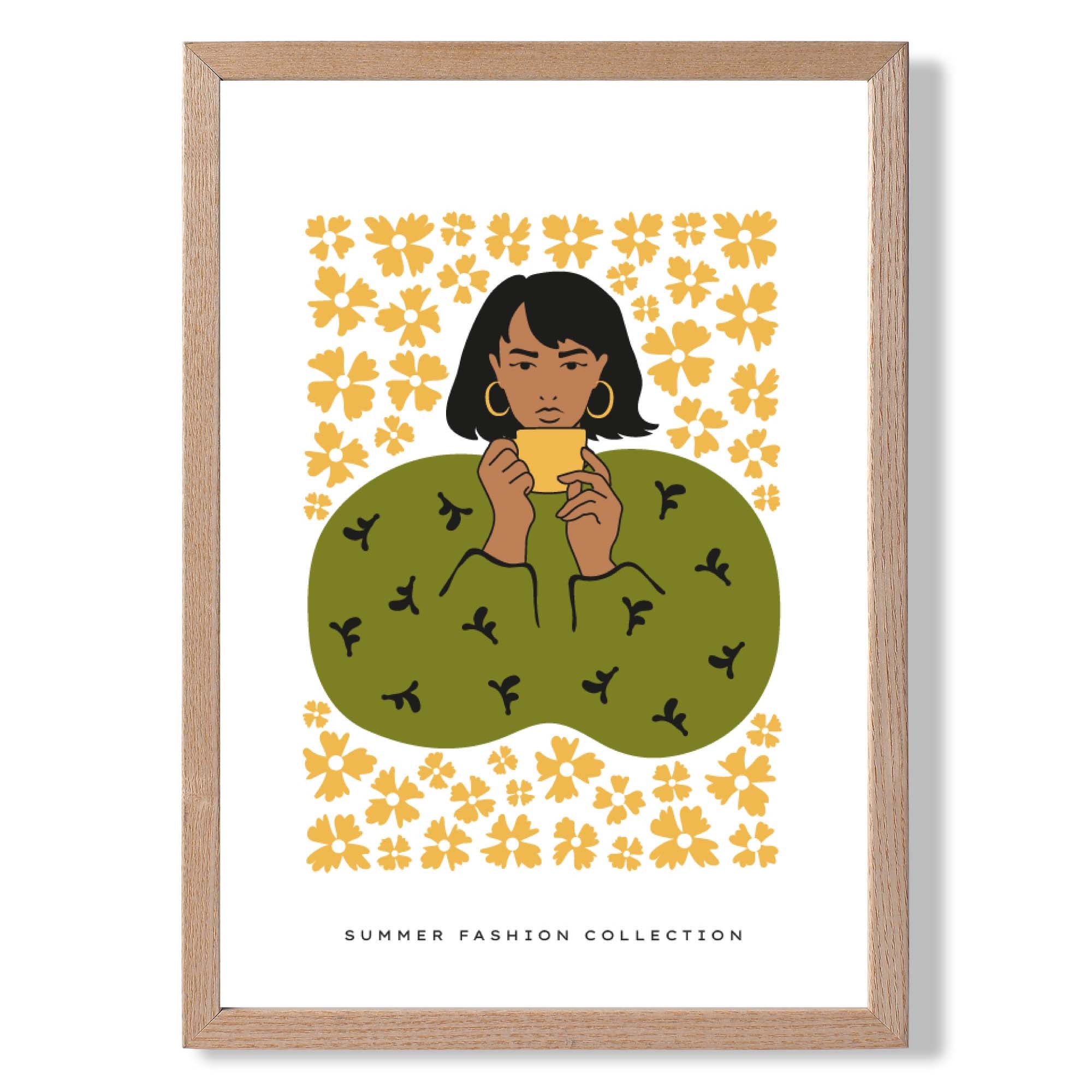 Fashion Spring Flower Garden Girl in Green Art Print Wall Art Print