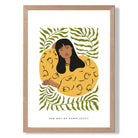 Fashion Flower Garden Girl in Yellow and Green Art Print Wall Art Print