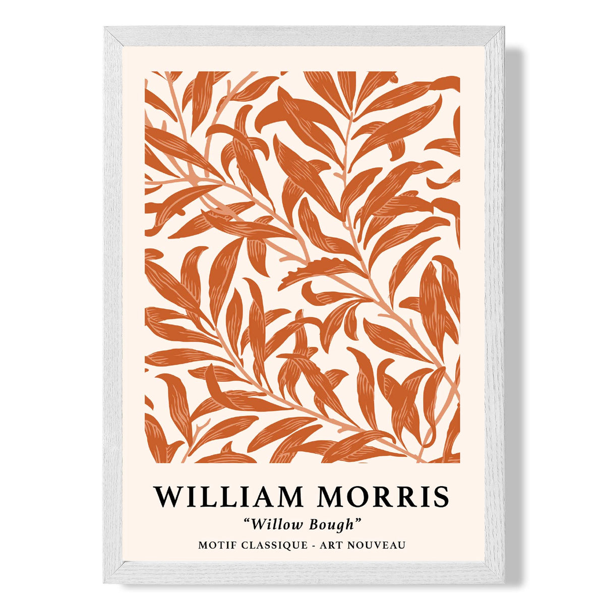 William Morris Floral Willow in Orange print in White Wooden Frame