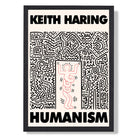 Keith Haring Humanism in Pink and Black Art Print print in Black Wooden Frame