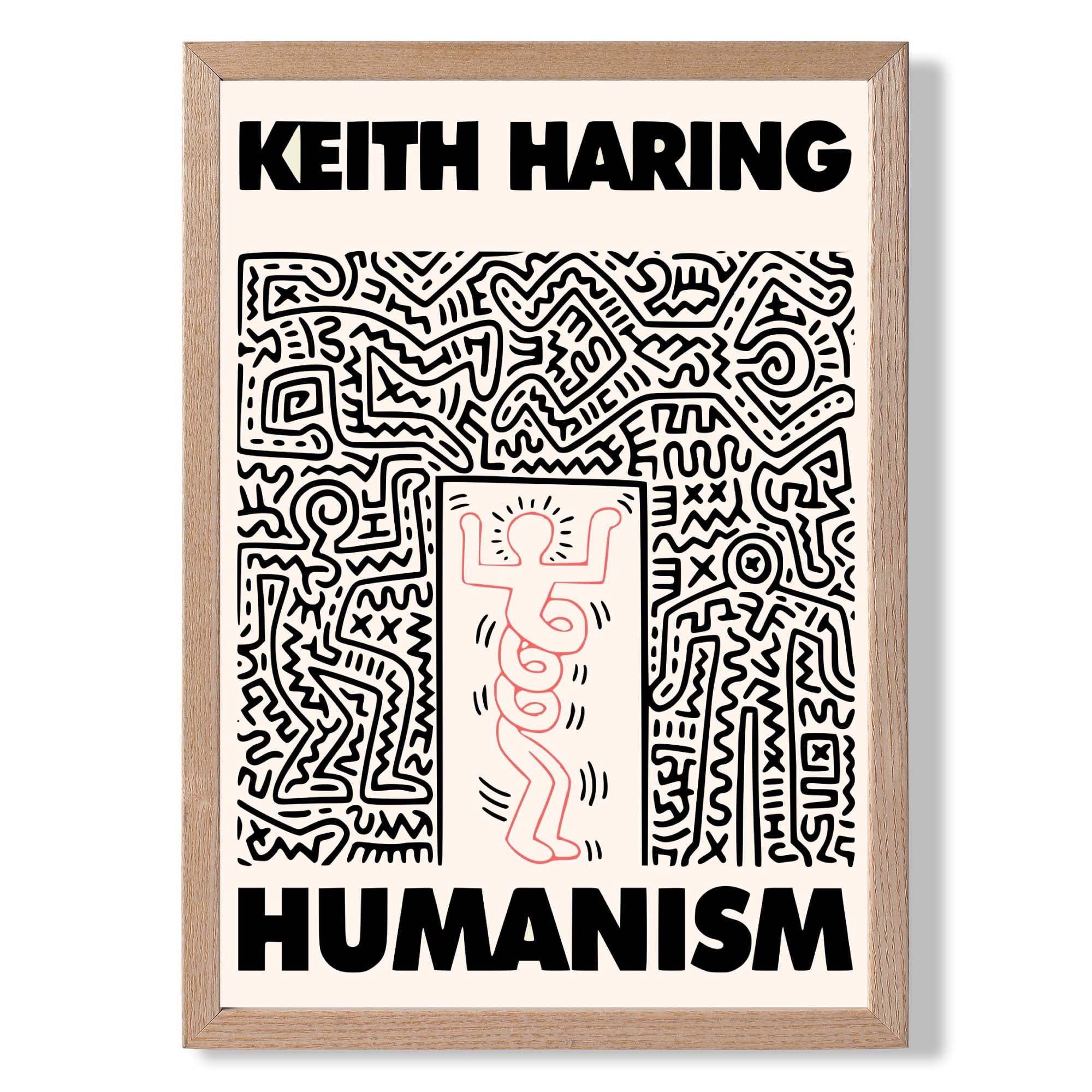 Keith Haring Humanism in Pink and Black Art Print Wall Art Print