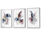 Botanical Set of 3 Pink and Blue Floral Wall Art Framed Prints | Artze Wall Art UK