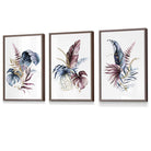 Botanical Set of 3 Pink and Blue Floral Wall Art Framed Prints | Artze Wall Art UK