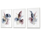 Botanical Set of 3 Pink and Blue Floral Wall Art Framed Prints | Artze Wall Art UK