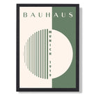 Bauhaus Munich Circles in Green Art Print print in Black Wooden Frame